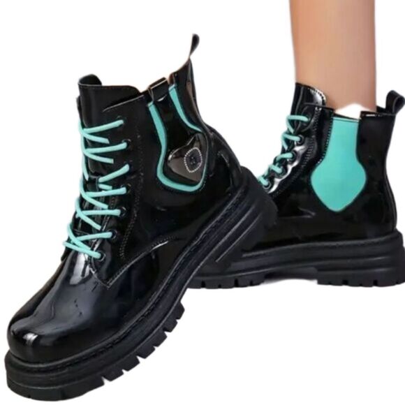 Ladies color block combat boots sz 8 - Picture 3 of 16